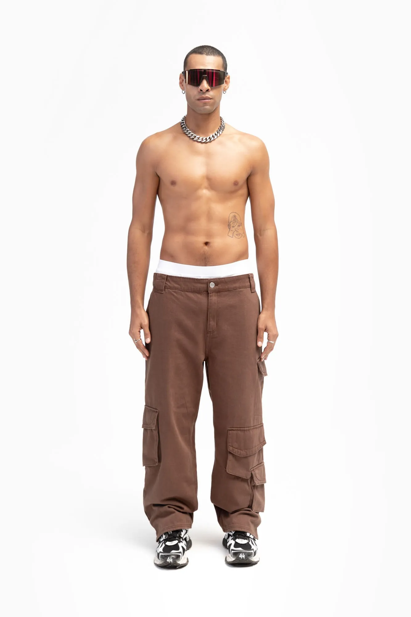 FIVE POCKET COFFEE CARGO PANTS