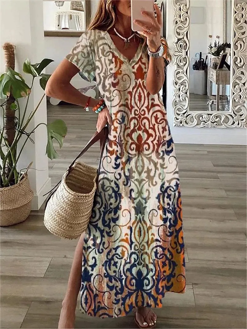 Floral Split Design Maxi Dress for Women