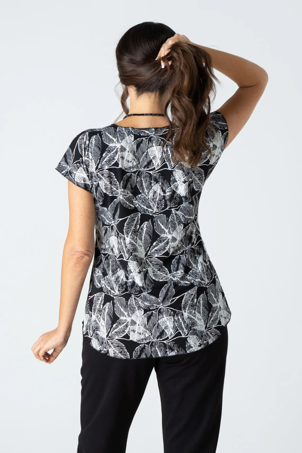 Fossil Print Short Sleeve Jersey Top