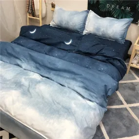 Gradient Blue Bed Sheet 4 Pieces AD11839