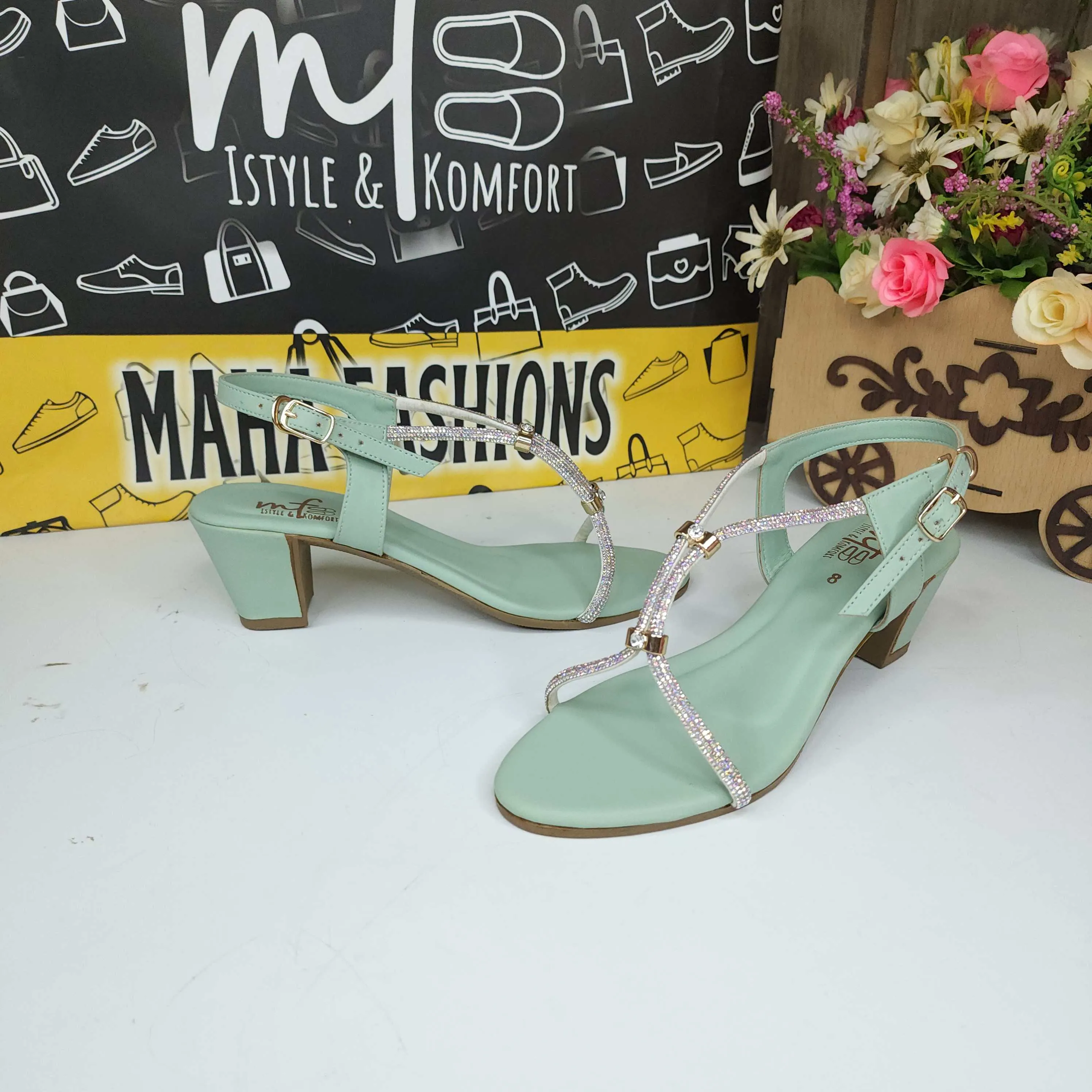 Green Studs Sandals