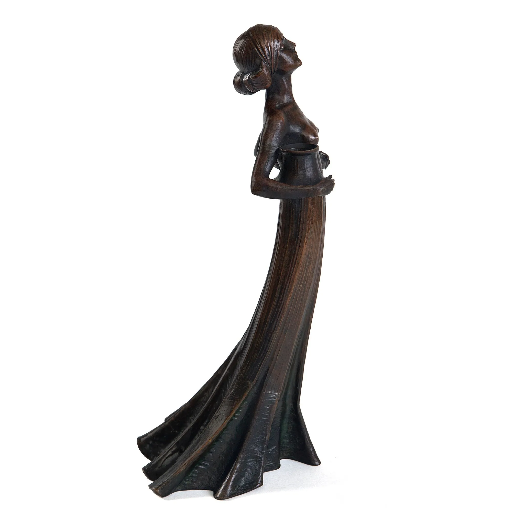 Gustav Gurschner Bronze Female Figure Candelabrum