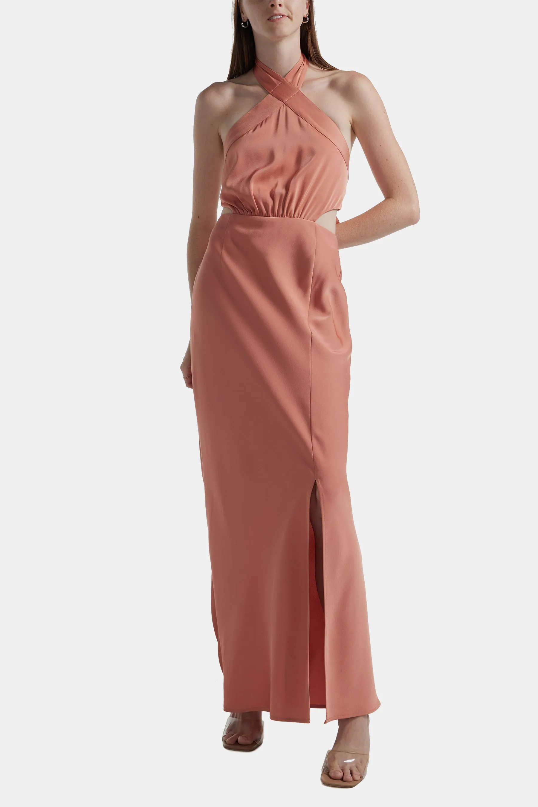 Halter Neck Side Slit Gown