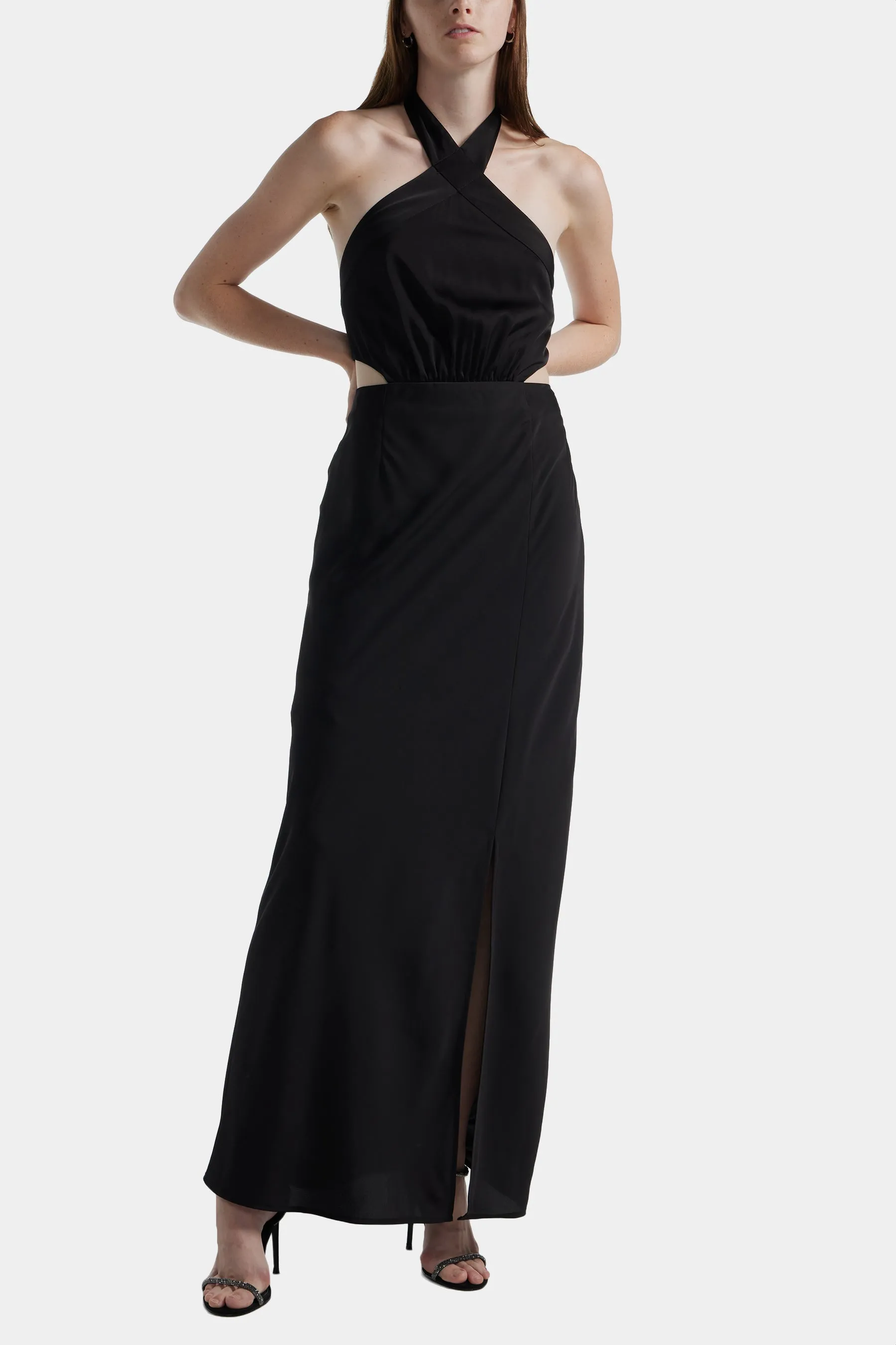 Halter Neck Side Slit Gown