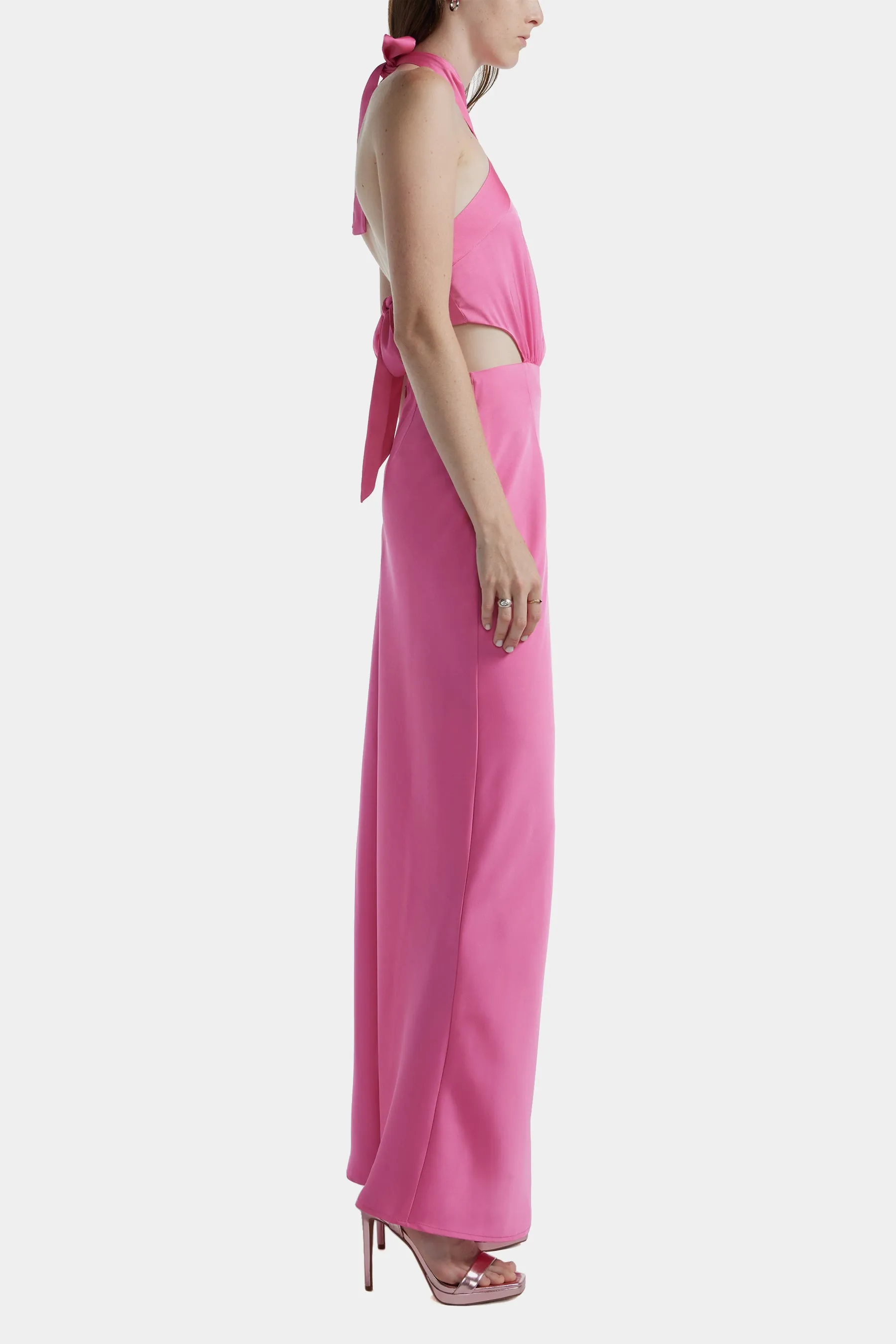 Halter Neck Side Slit Gown