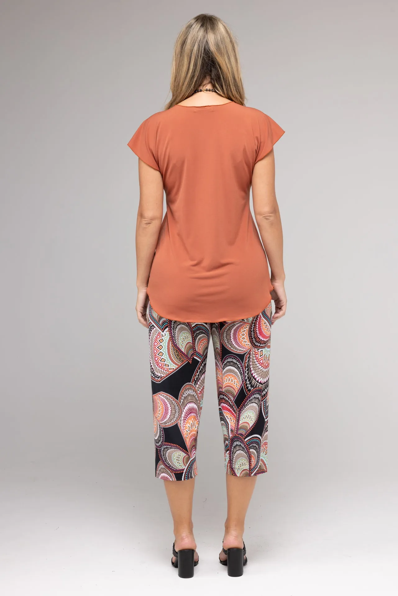 Inca Print 3/4 Jersey Palazzo Pants