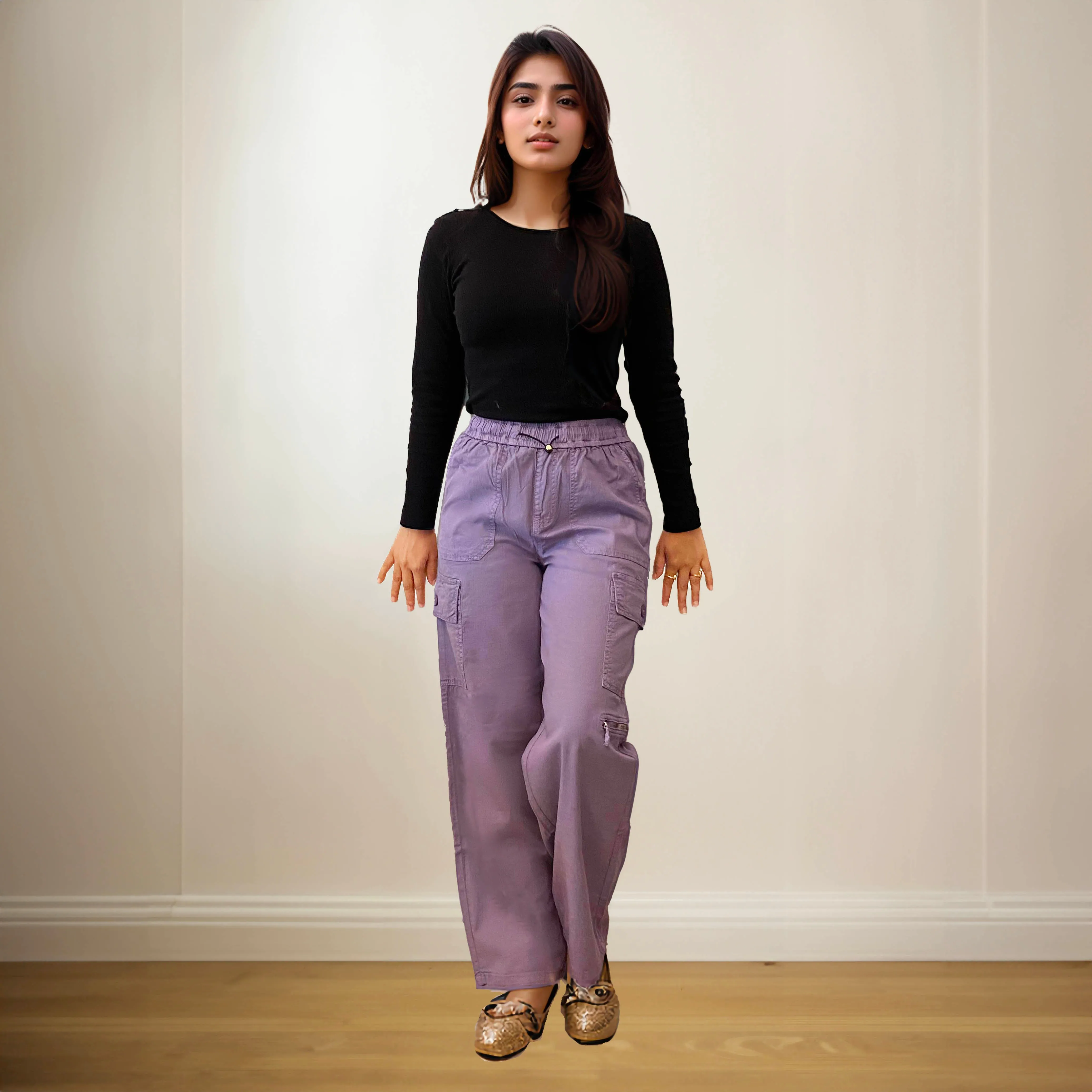 Lavender Straight Cargo Pants