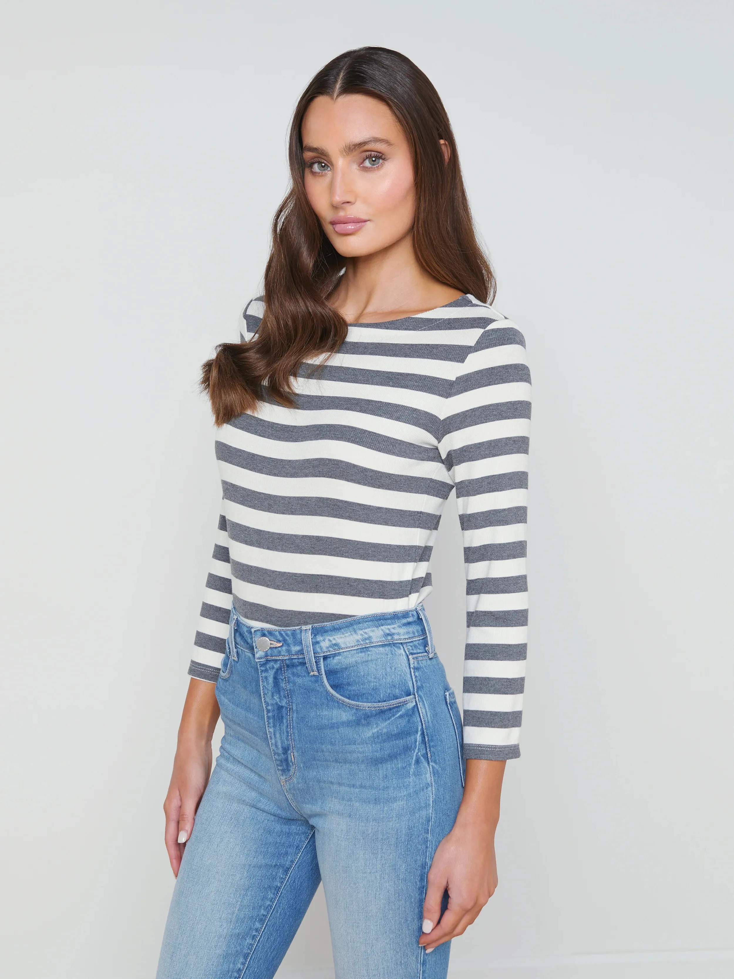 LUCILLE BOATNECK STRIPED TOP - L'AGENCE