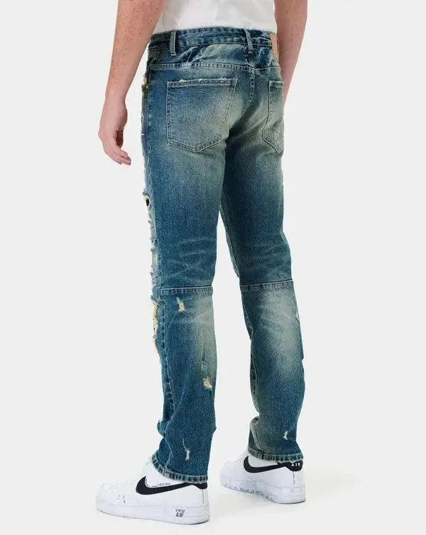 Men's Jeans Repair Straight Dark-stone