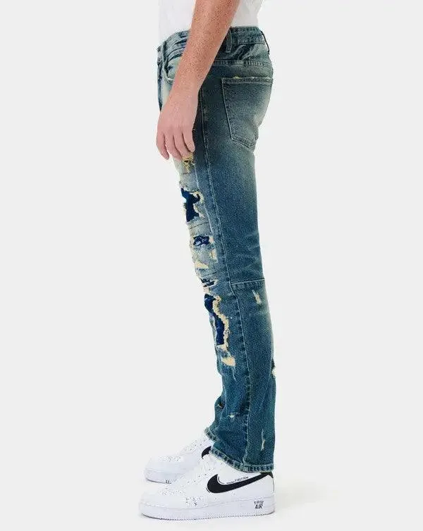 Men's Jeans Repair Straight Dark-stone