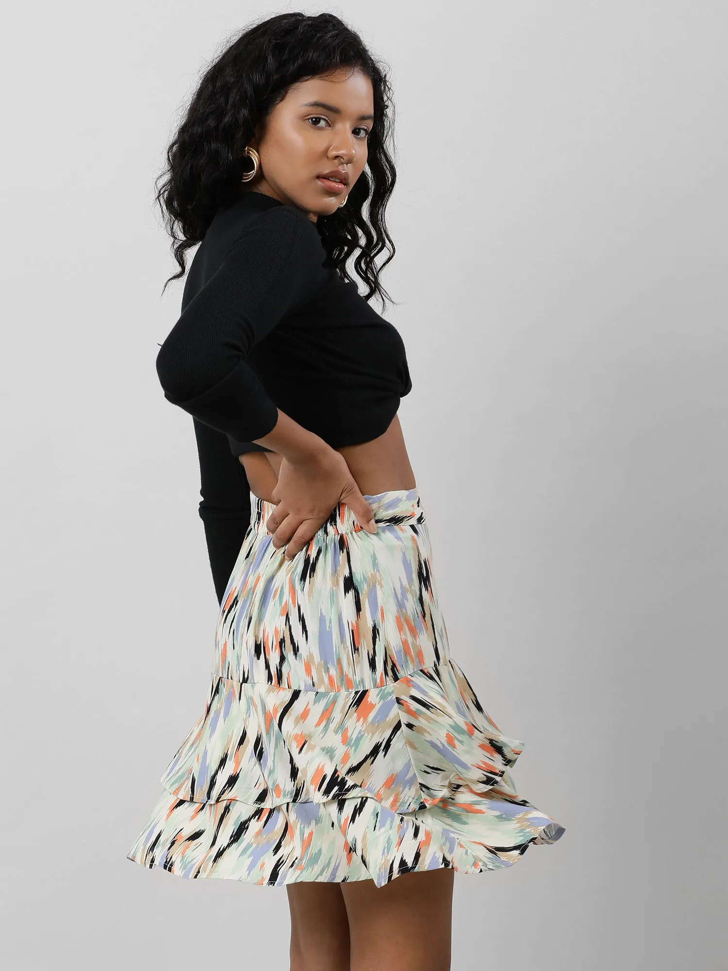 Pastel Abstract Printed Skirt