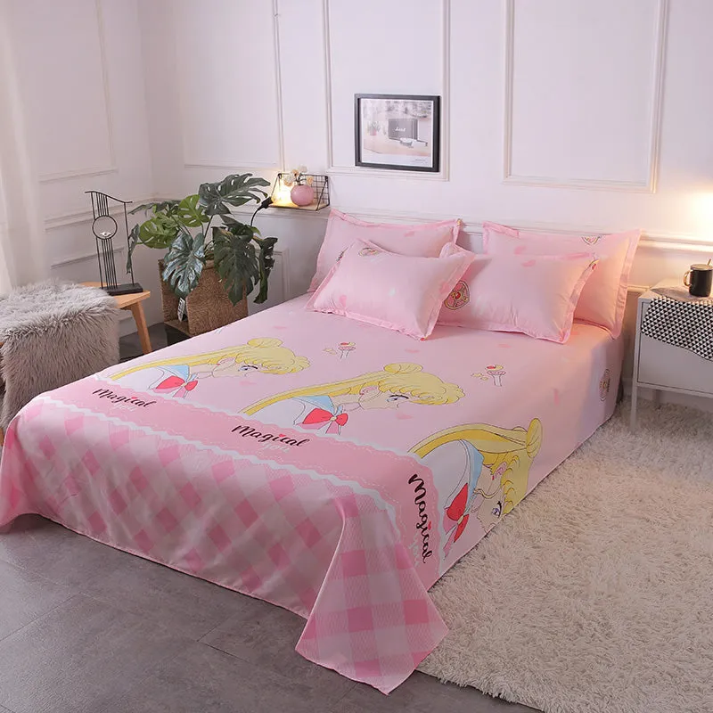 Pink Sailor Moon Bed Sheet 4 Pieces AD11857