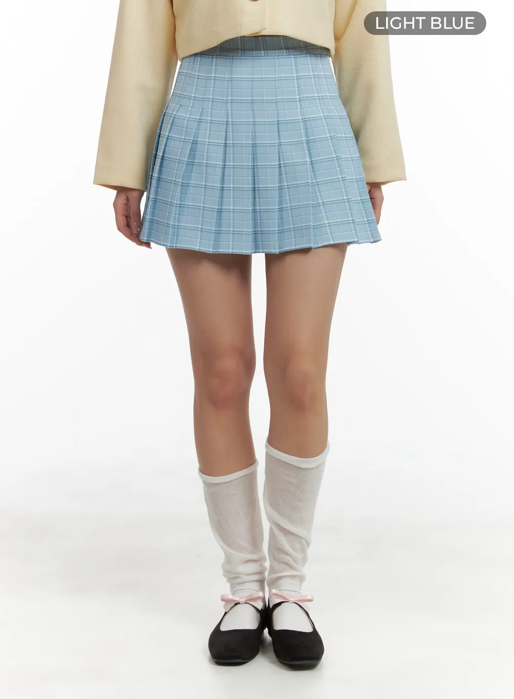 Pleated Checkered Mini Skirt OM429