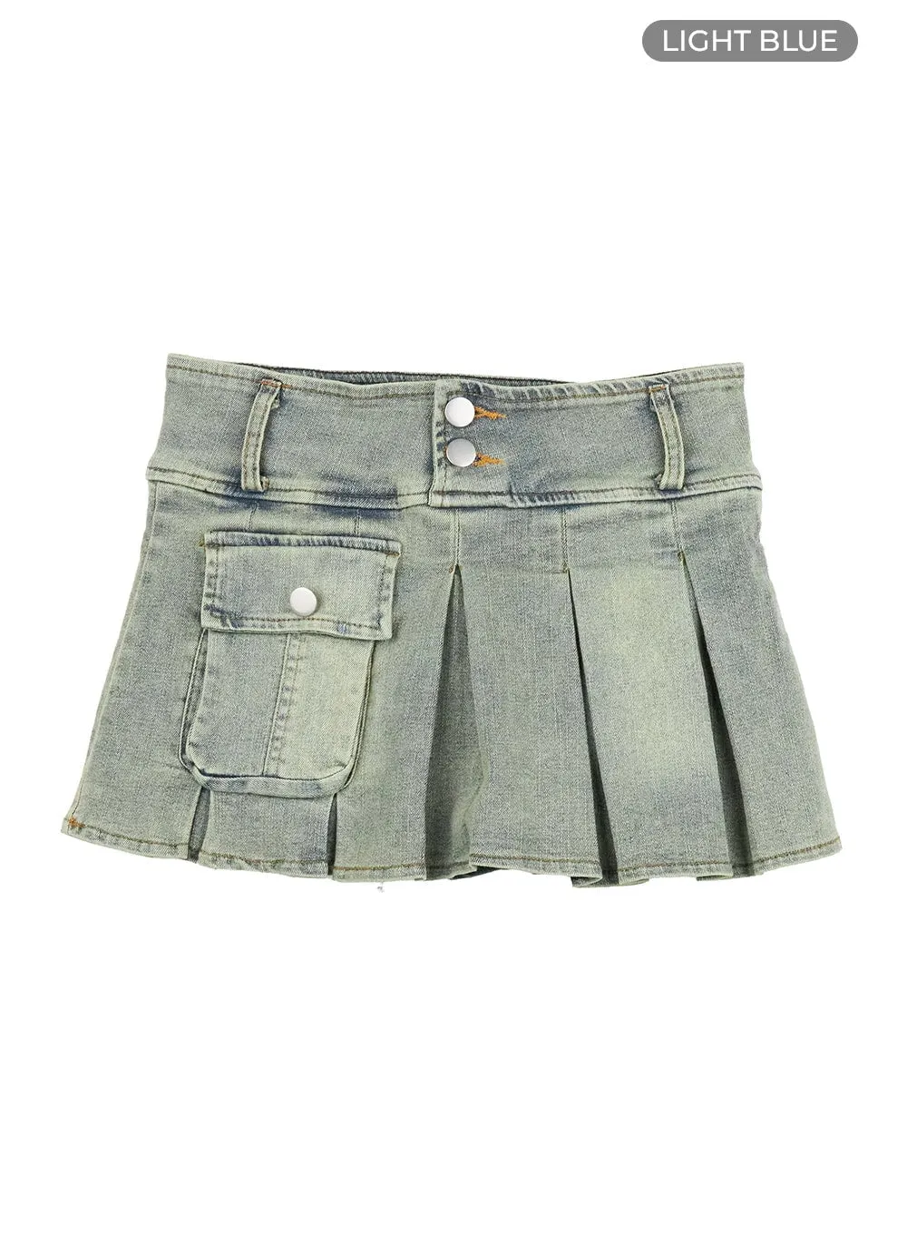 Pocket Pleated Denim Skirt IF426