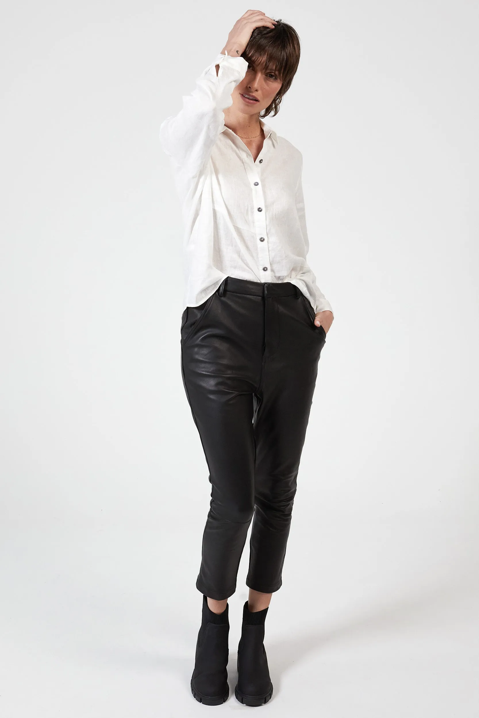 PORTER LEATHER PANT - BLACK