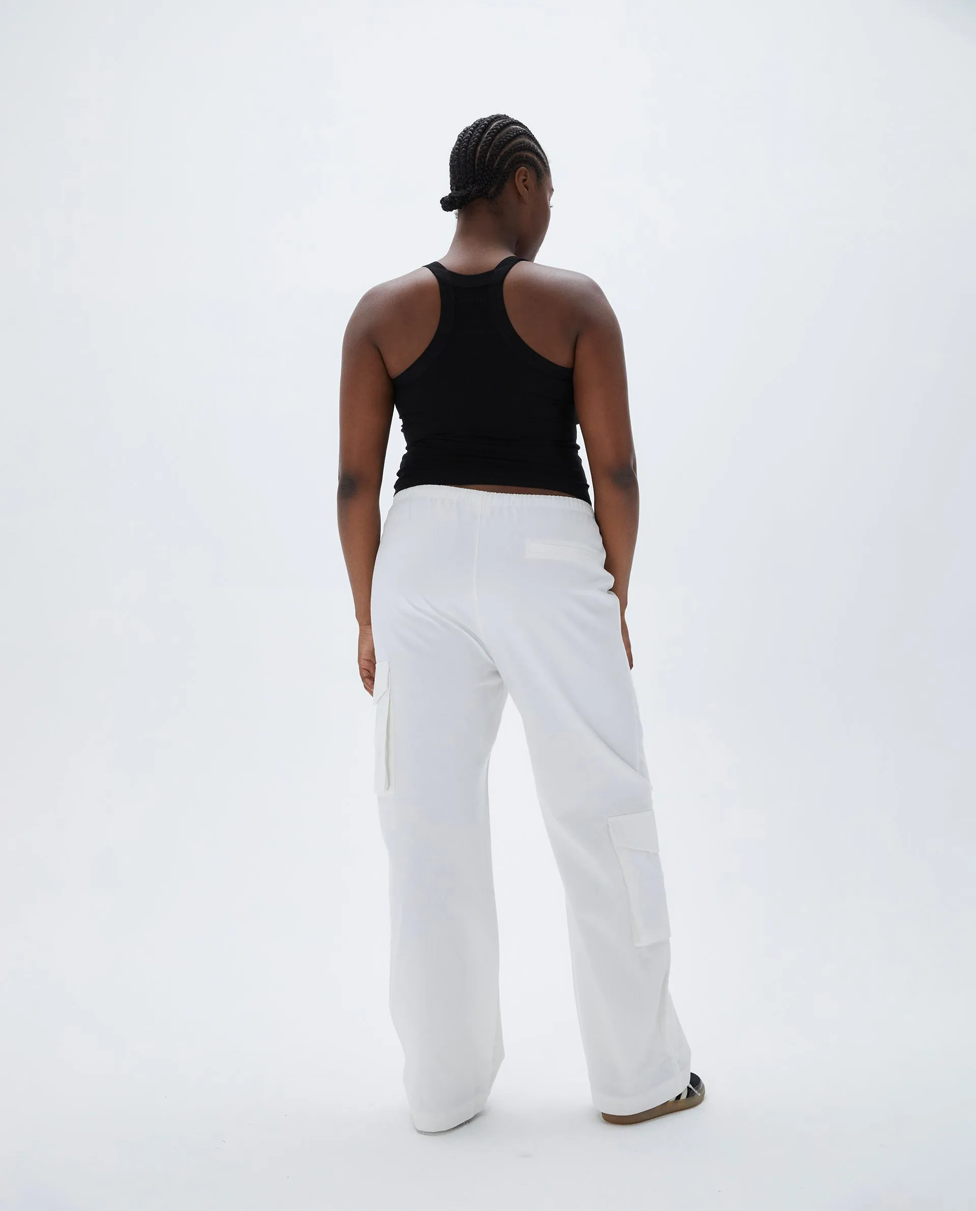 Relaxed Cotton Cargo Pants - White