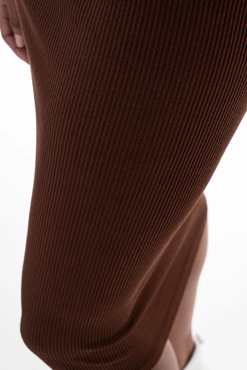 Ribbed Bodycon Skirt _ 145597 _ Brown