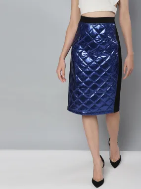 Royal Blue Mettalic Pencil Skirt