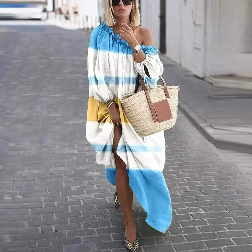 Santorini Striped Maxi Dress