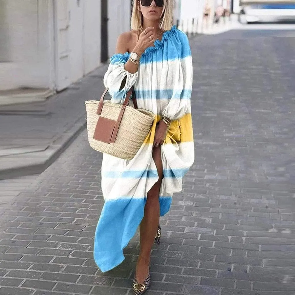 Santorini Striped Maxi Dress