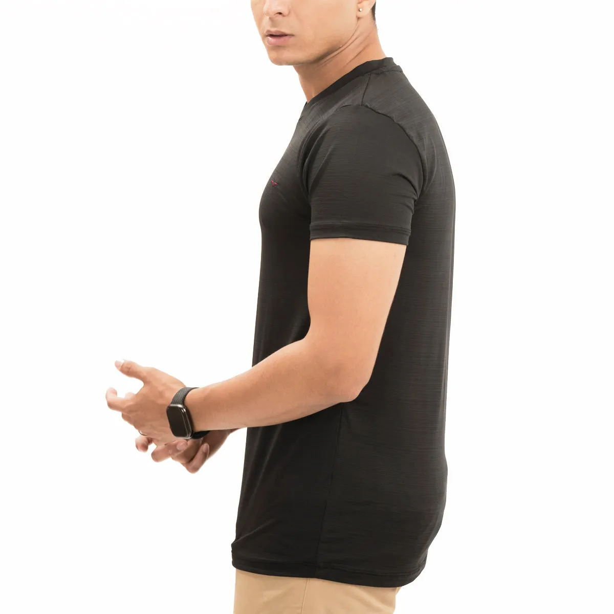 Shoulder Striped V-Neck-Black