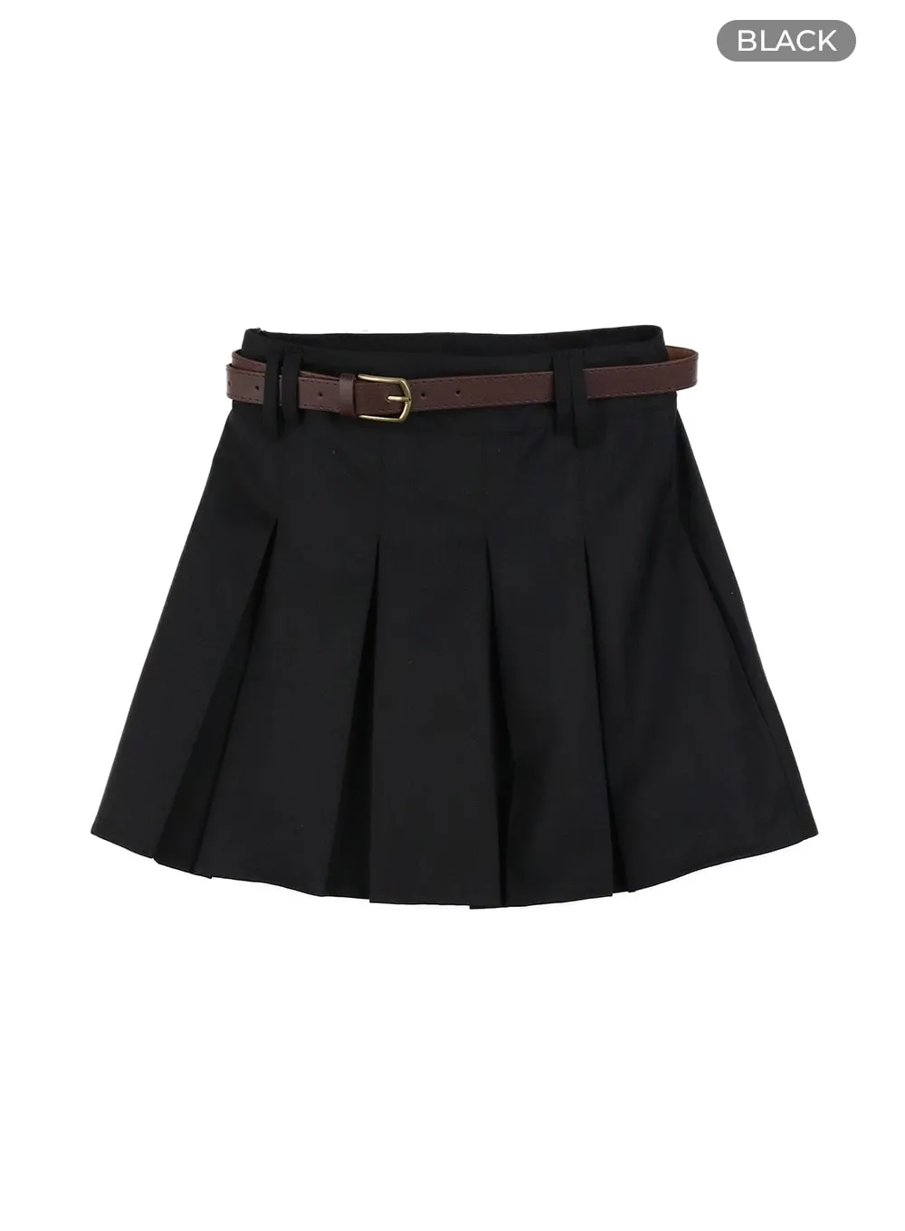 Solid Pleated Mini Skirt OM420