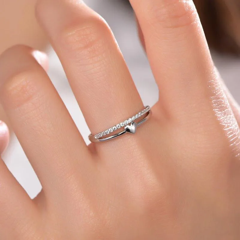 Split Shank Infinity Heart Women Promise Ring Wedding Ring