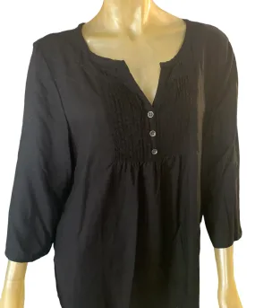 Split V-neck 3/4 sleeve blouse