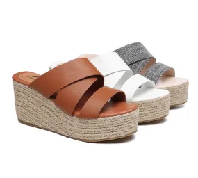 TARRAMARRA Women'S Crossover-Strap Platform Heels Slip-On Sandal Slides Wedges Julie