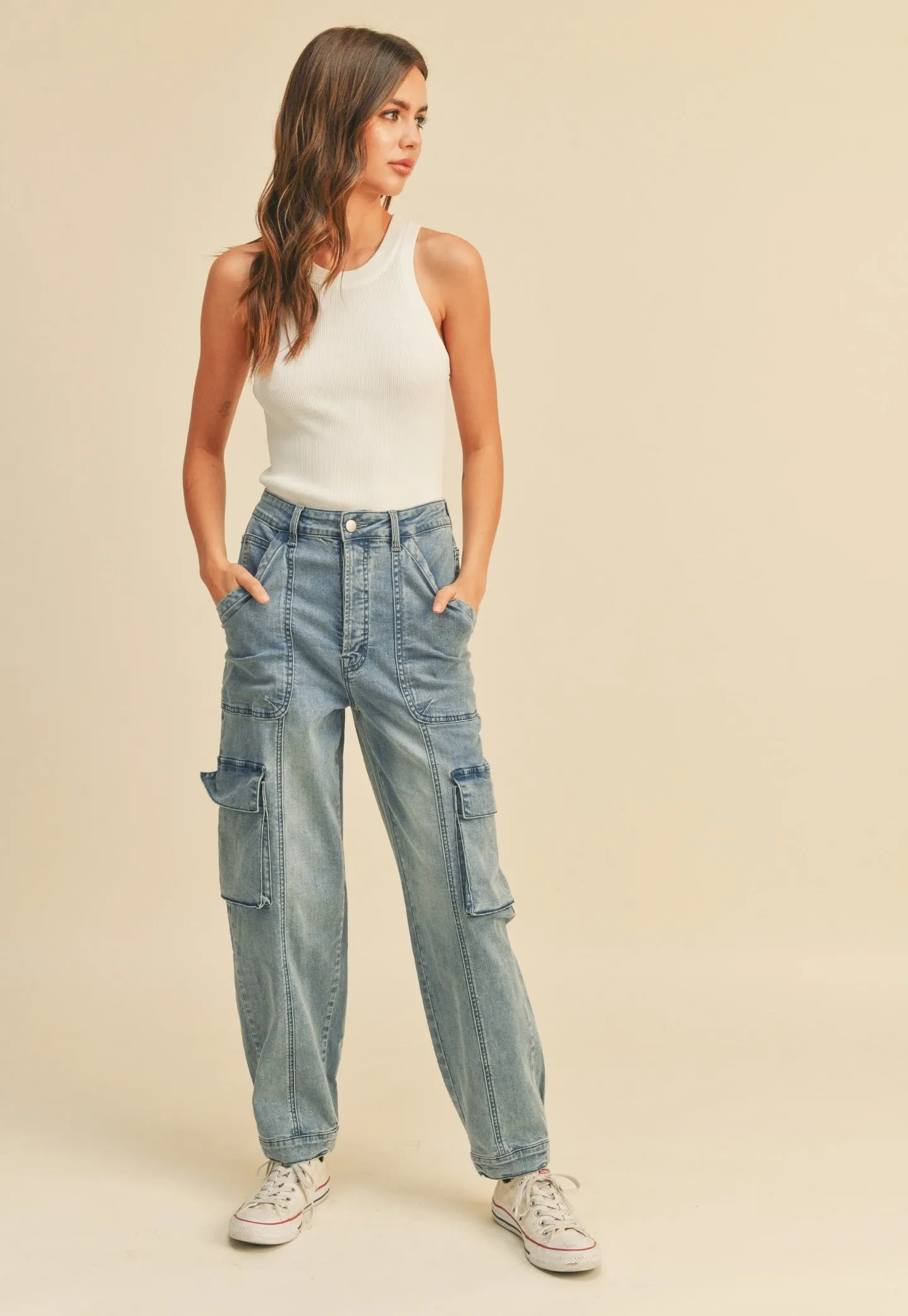 The Washed Denim Cargo Pants