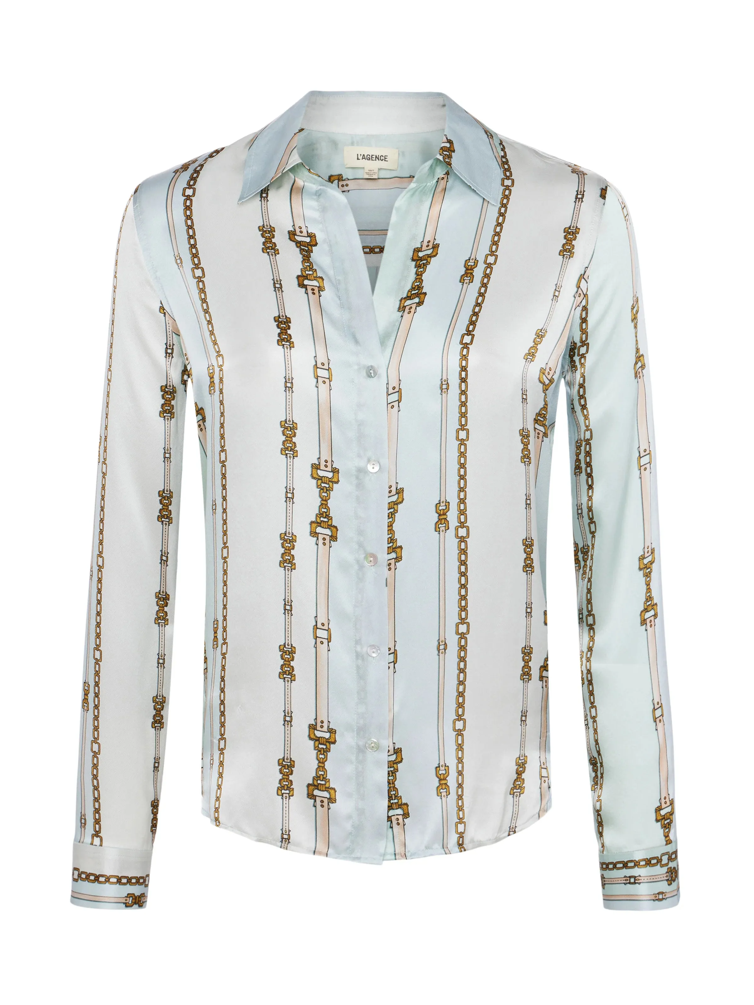 TYLER SILK BLOUSE (PASTEL BELT STRIPE) - L'AGENCE