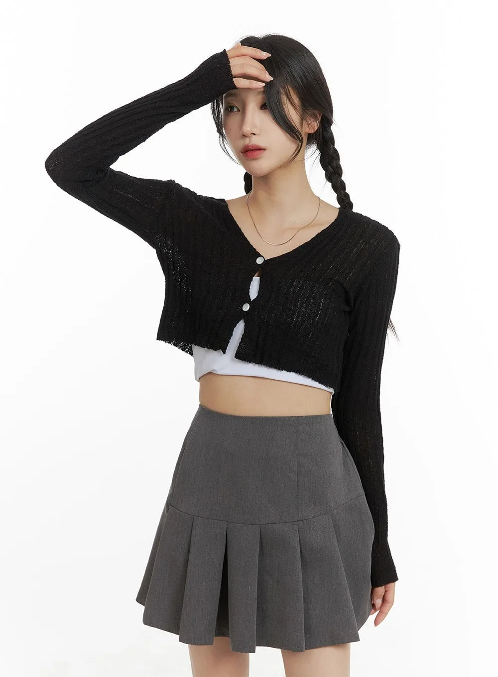 V-Neck Cropped Cardigan CM427