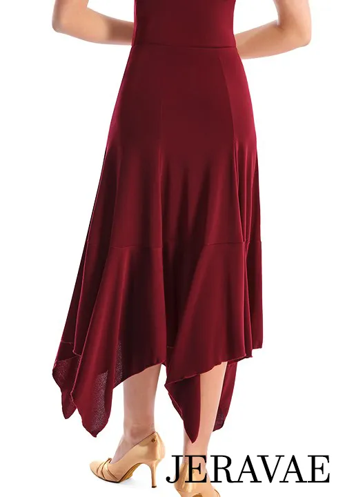 Victoria Blitz Clipper Ballroom Practice Skirt with Handkerchief Hemline and Elastic Waistband Available in Black or Burgundy PRA 724 in Stock