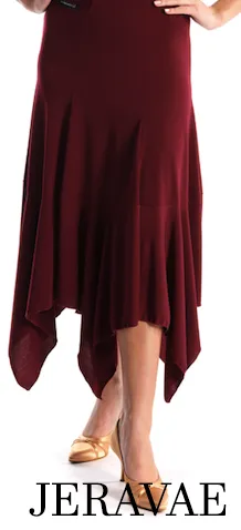 Victoria Blitz Clipper Ballroom Practice Skirt with Handkerchief Hemline and Elastic Waistband Available in Black or Burgundy PRA 724 in Stock