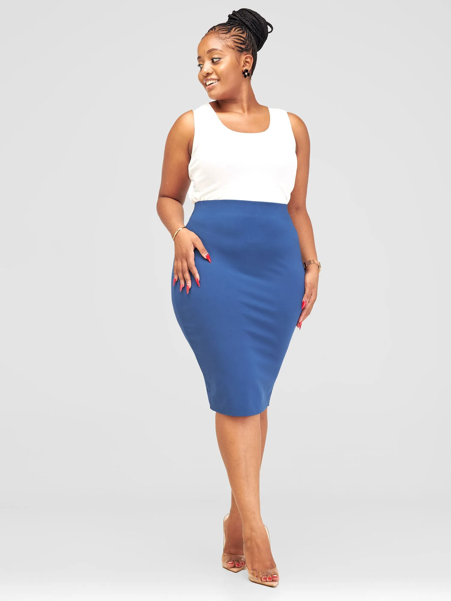 Vivo Basic Waridi Pencil Skirt - Light Navy Blue