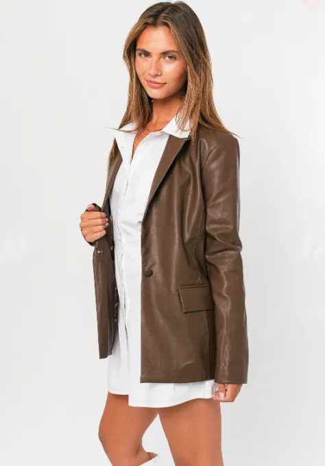 Weekends In France Leather Jacket - Brown