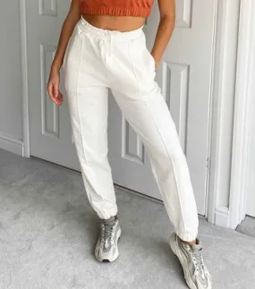 White Pleated Joggers