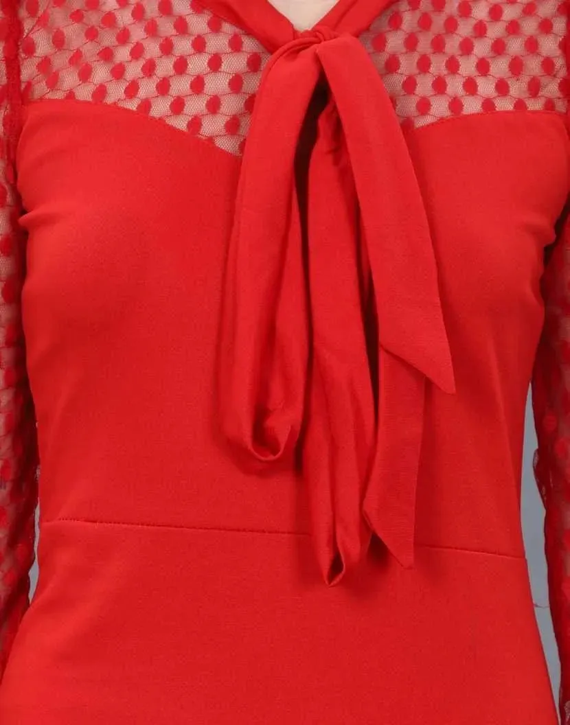 Women New Western Knitted In Lycra Dress - Red