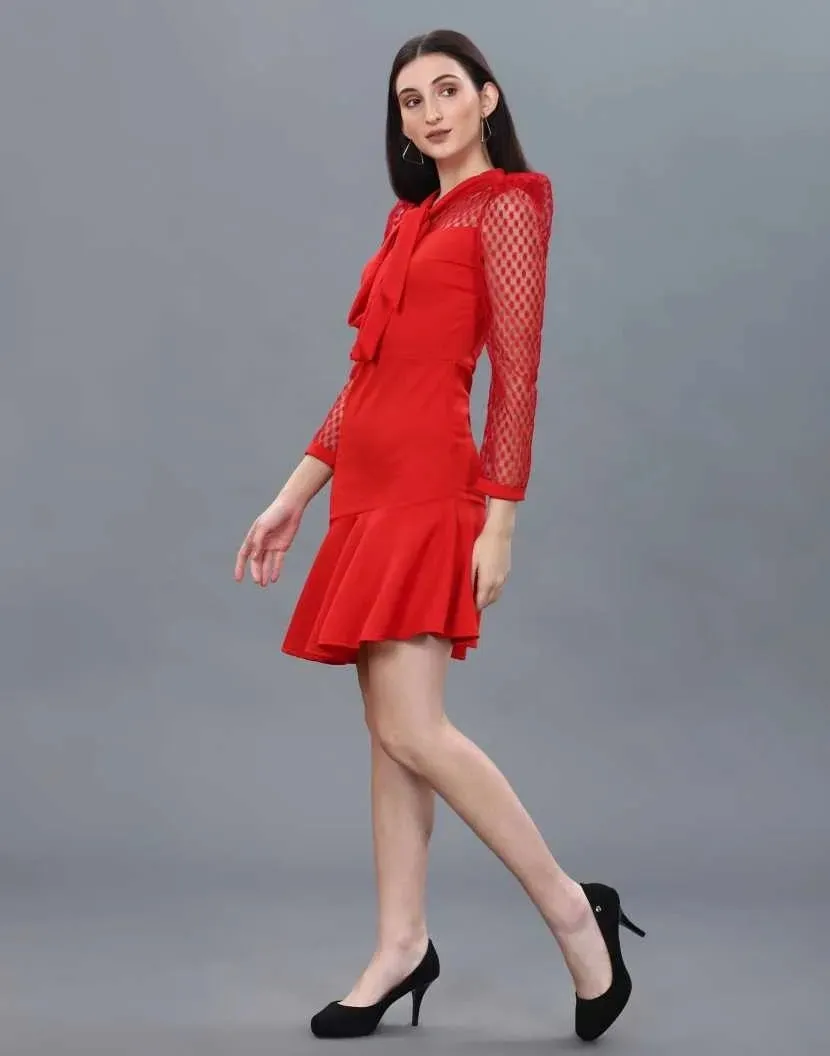 Women New Western Knitted In Lycra Dress - Red