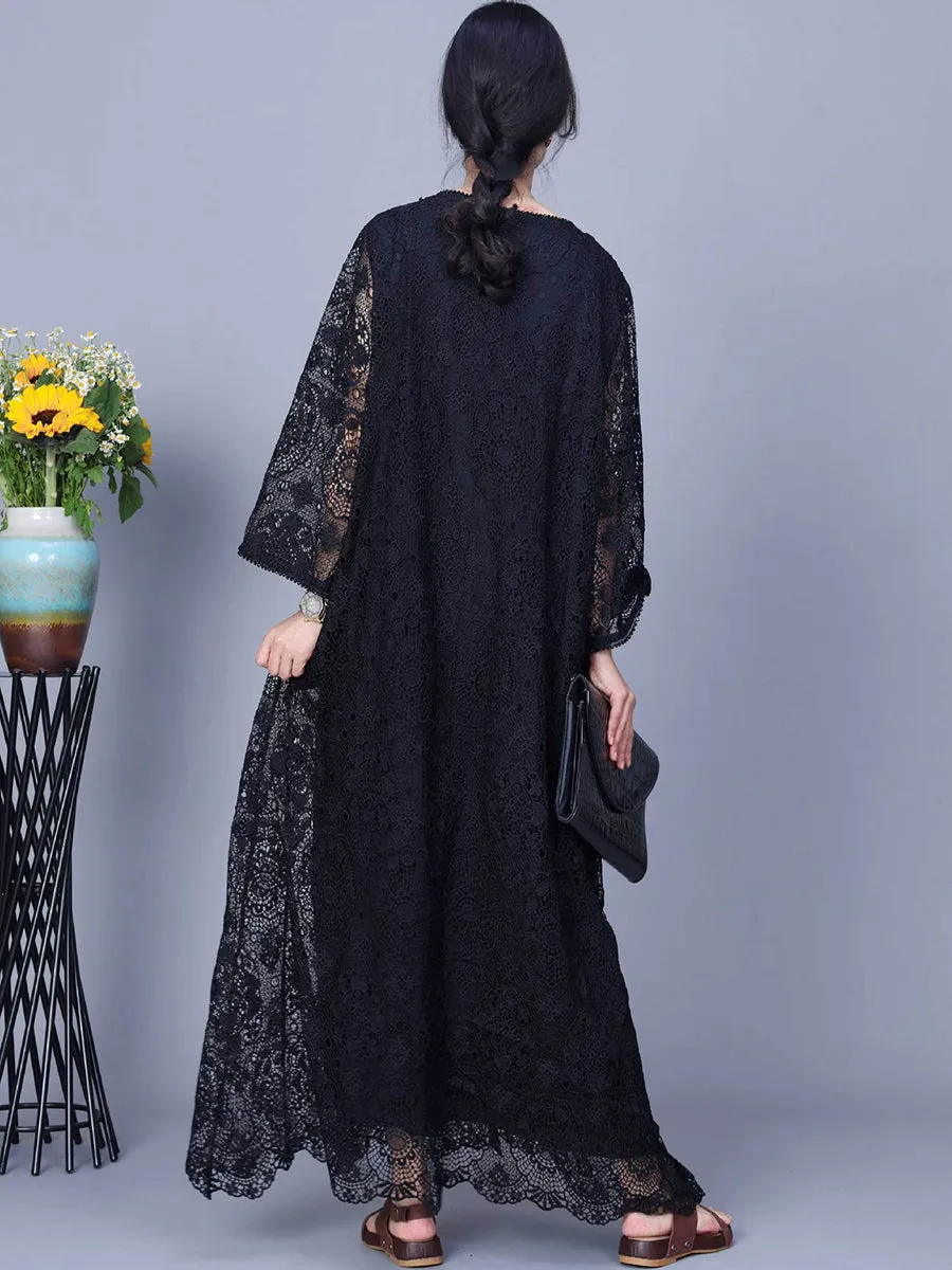 Women Summer Artsy Lace Spliced Maxi Dress KL1017