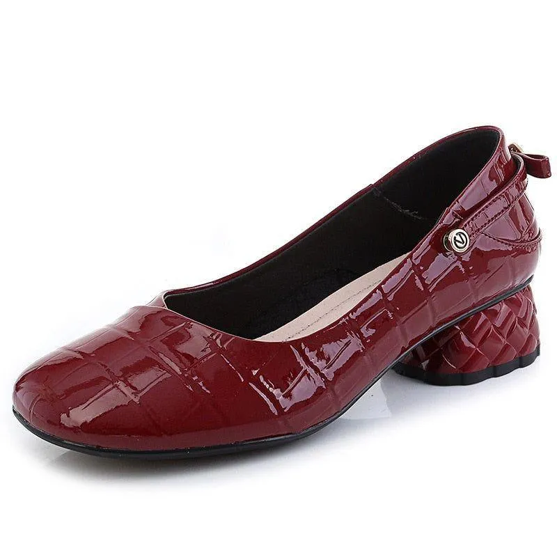 Women's Casual Shoes - Med Heels, Leather Pumps (FX315)