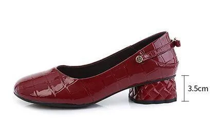 Women's Casual Shoes - Med Heels, Leather Pumps (FX315)