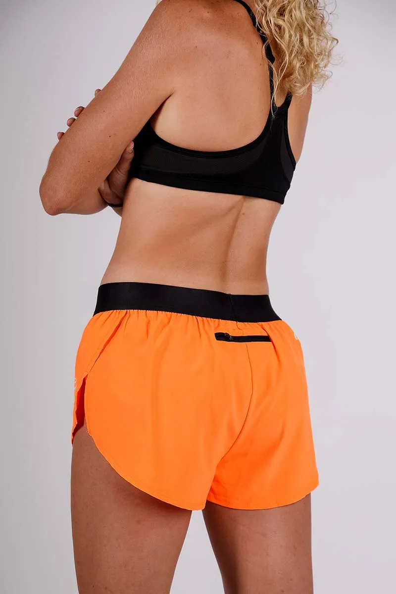 Women's Neon orange 1.5" Split Shorts