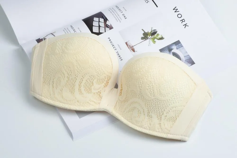 Women's Slightly Lined Lift Great Support Lace Strapless Bra