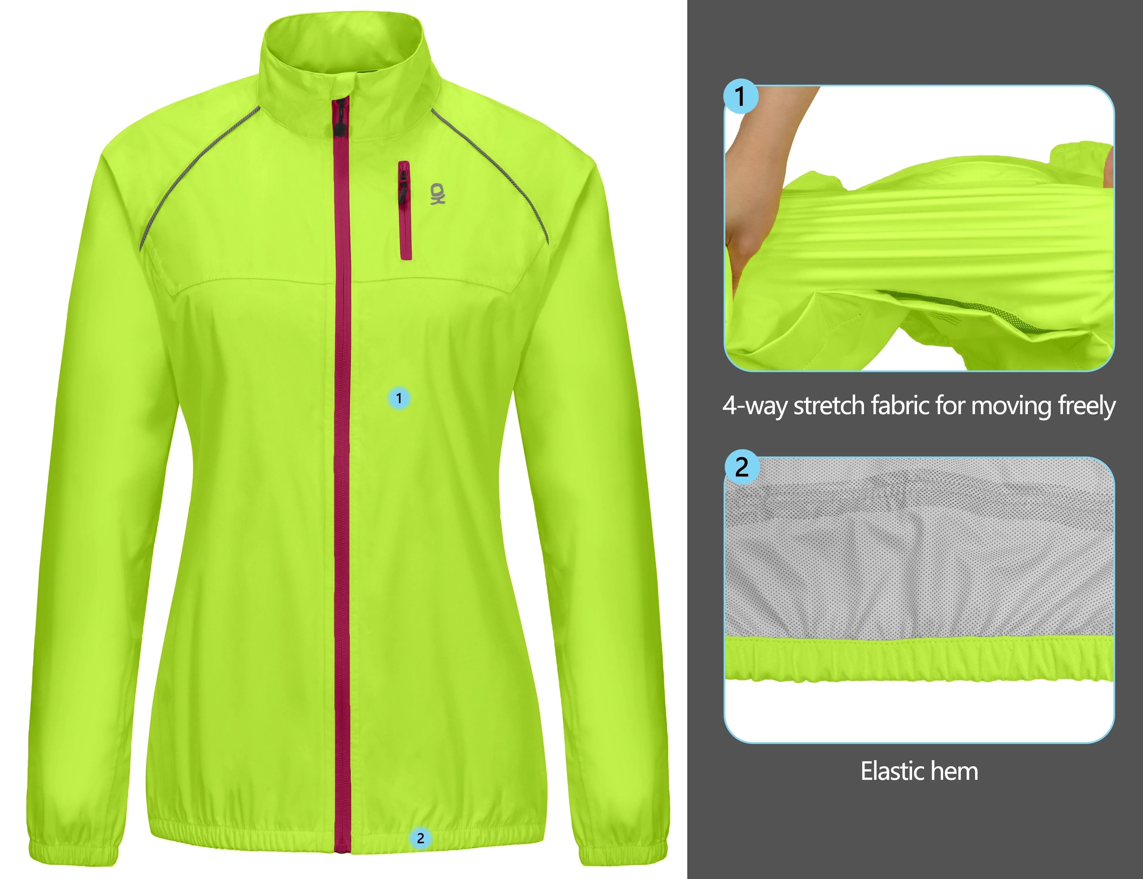 Women's Waterproof Cycling Running Packable Rain Jacket