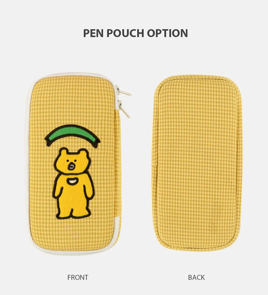 Yellow Bear Embroidery Pencil Cases Stationery Zipper School 19cm Office cosmetic pouches Artists Designer Gifts Bags Purses Student Cute